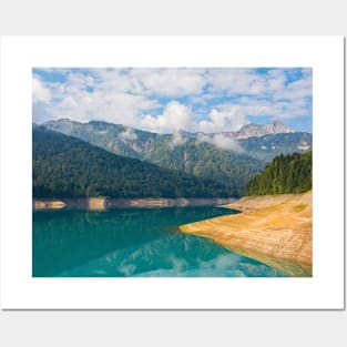 Low Water in Sauris Lake, North Italy Posters and Art